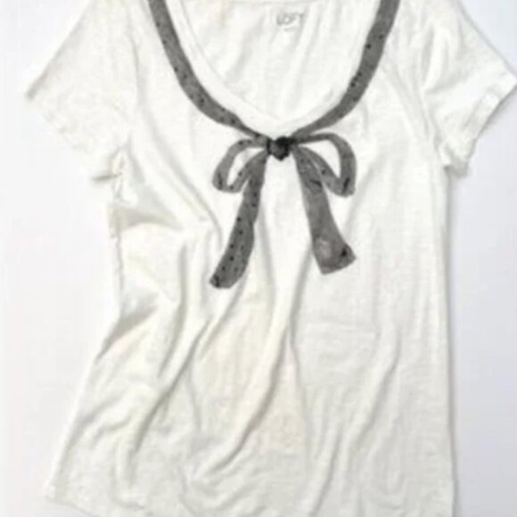 LOFT Chic Bow Short Sleeve Tee - Picture 1 of 3
